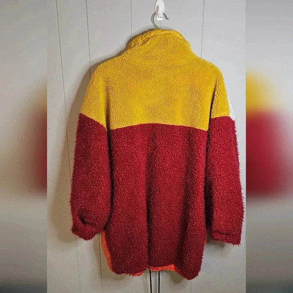 BDG x Urban Outfitters Sherpa Colorblock Powder Parka - Red Multicolor - Size L - Picture 7 of 10